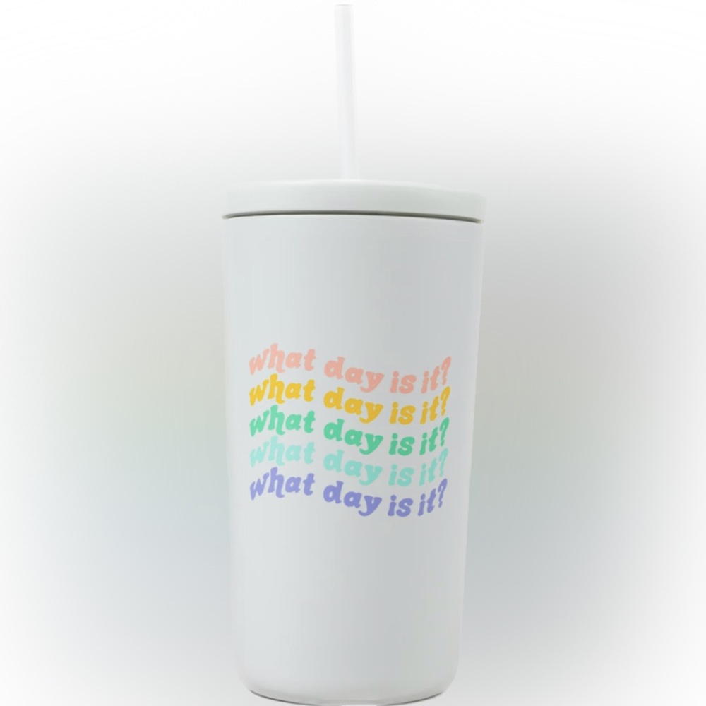 NWT  Created with Organic Inks Travel Mug with Reusable Straw